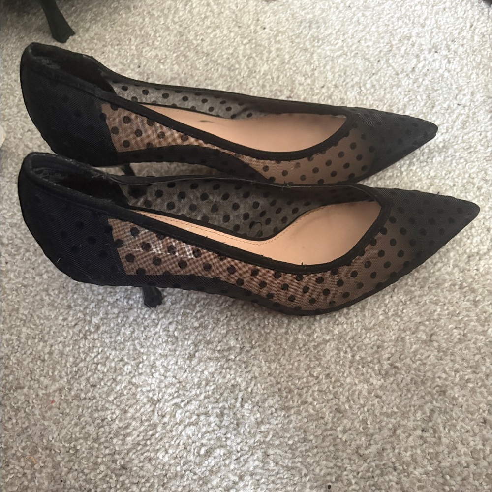 Elegant Zara Black Polka Dot Heels